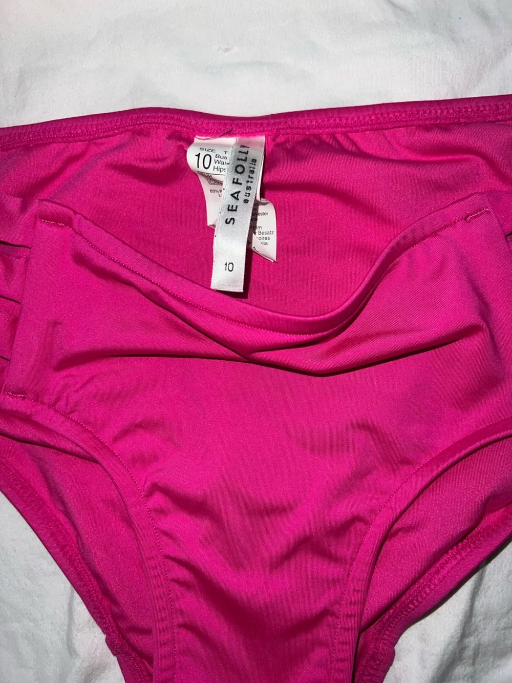 New Seafolly Womens Goddess Pleated Hipster Bikini Bottom Hot Pink Size 10